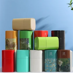 Elegant Tea Stash Jar Durable Metal Container for Herbs Storage Oil Painting Coffee Storage Container Metal Tea Box Dropshipping