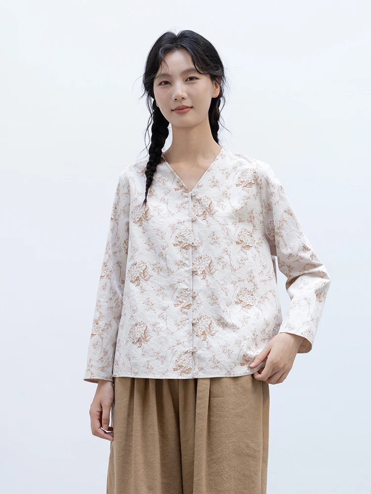 

Новая коллекция Le: 100% хлопковая вышитая приталенная блузка с V-образным вырезом на пуговицах, простой стильный женский модный топ для ранней осени