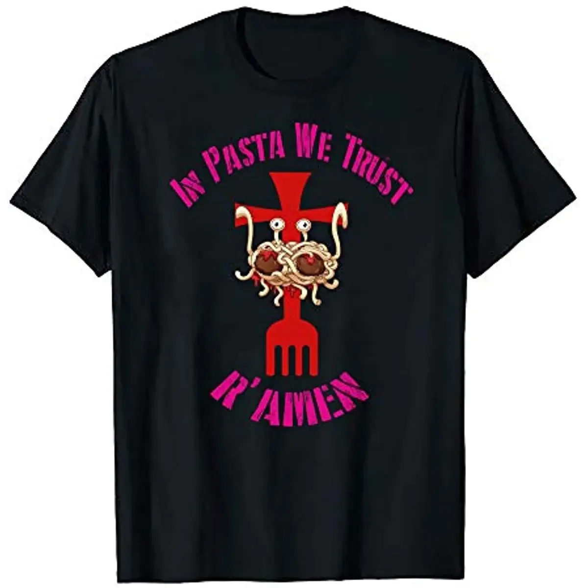 

Flying Spaghetti Monster In Pasta We Trust Graphic Tee Casual Short Sleeve Cotton T-Shirt for Men