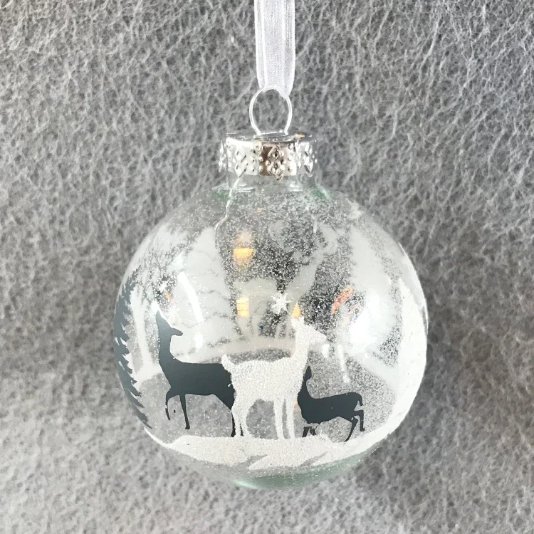 Christmas decoration glass pendant gift foreign trade shopping mall store layout 6.5cm deer ball 4 mixed