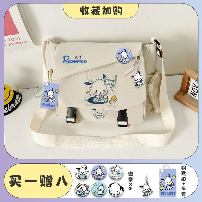 Sanrio New Pacha Dog Crossbody Bag Portable Canvas Bag Student Tuition Class Single-Shoulder Bag