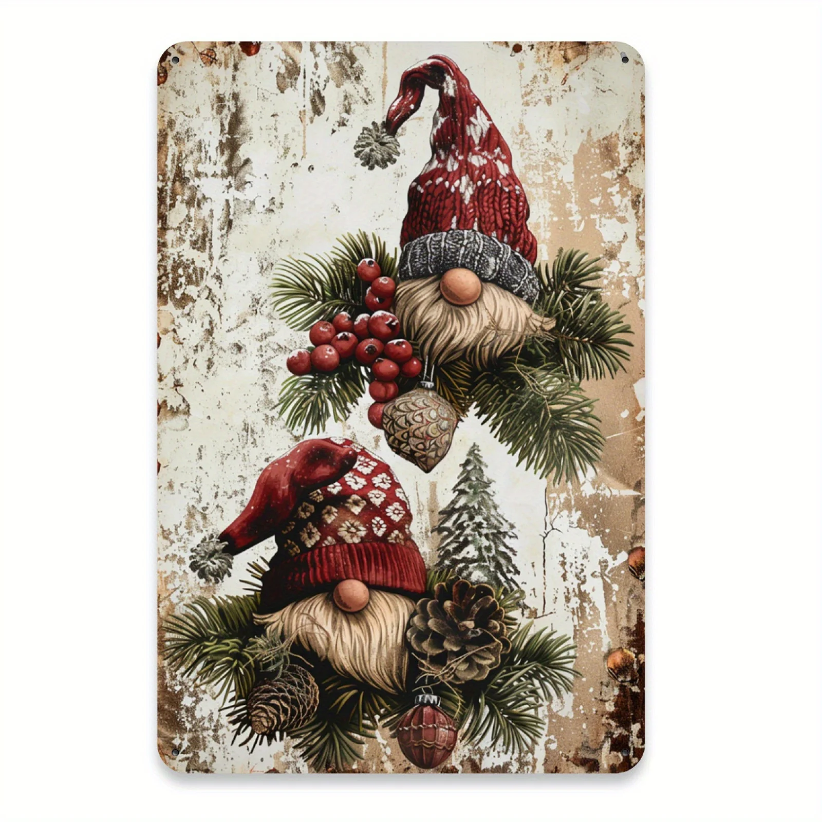 Rustic Christmas Gnome Metal Tin Sign, 8x12 inches, Durable Iron Material, Ideal for Home/Office Decor, Perfect Gift for Rela