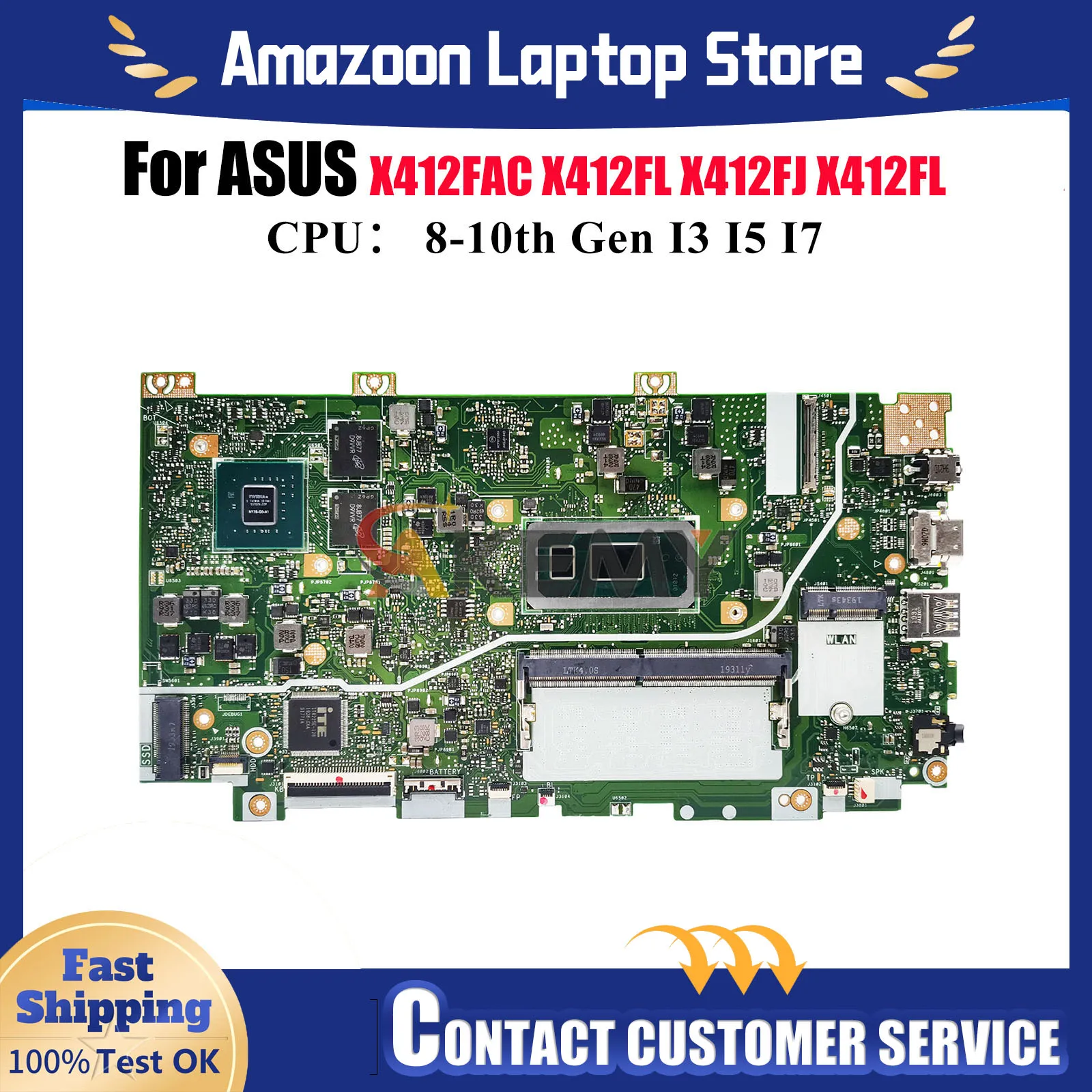 

X412FL Laptop Motherboard For ASUS X412FJC R424F X412FLC X412FAC V4000U V4000F X412F X412FLG Y4200U Mainboard With I3 I5 I7 CPU
