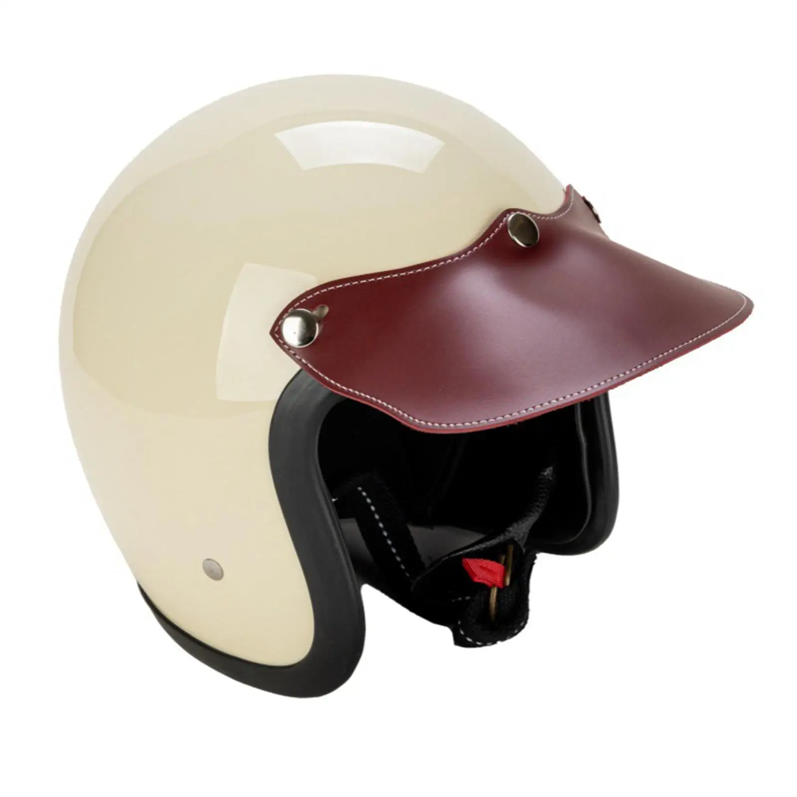 

Durable PU Leather Helmet Visor Peak Sun Shield Three Snap Accessory for Motorcycle Biker Ride