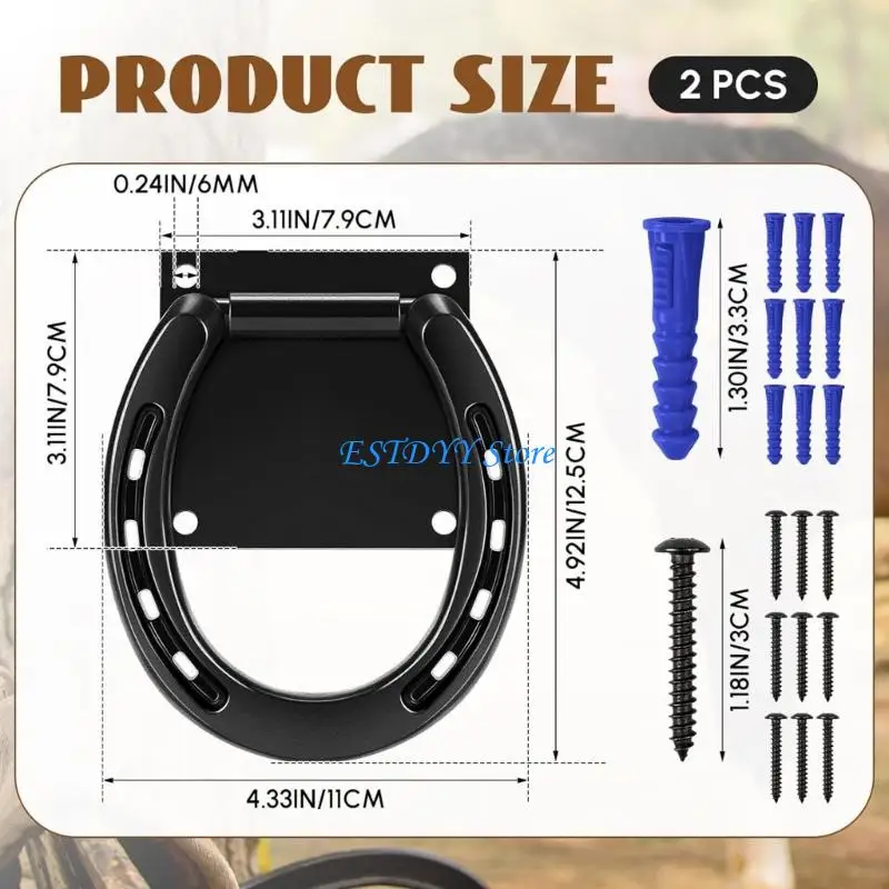 G6DE قطعتان من حلقات ربط الحصان مع براغي توسيع ومرفقات معدات الحصان متينة #6