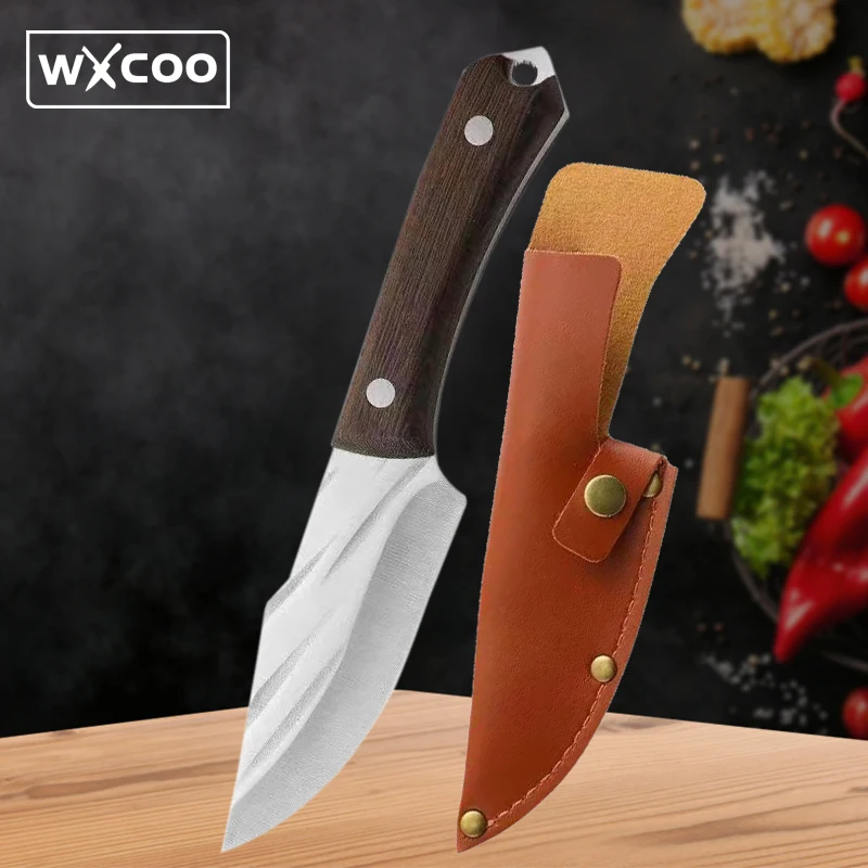 Stainless Steel Kitchen Boning Knife Chef Knives Handmade Forged Knife Slicing Fishing Meat Cleaver Butcher Knife with Sheath