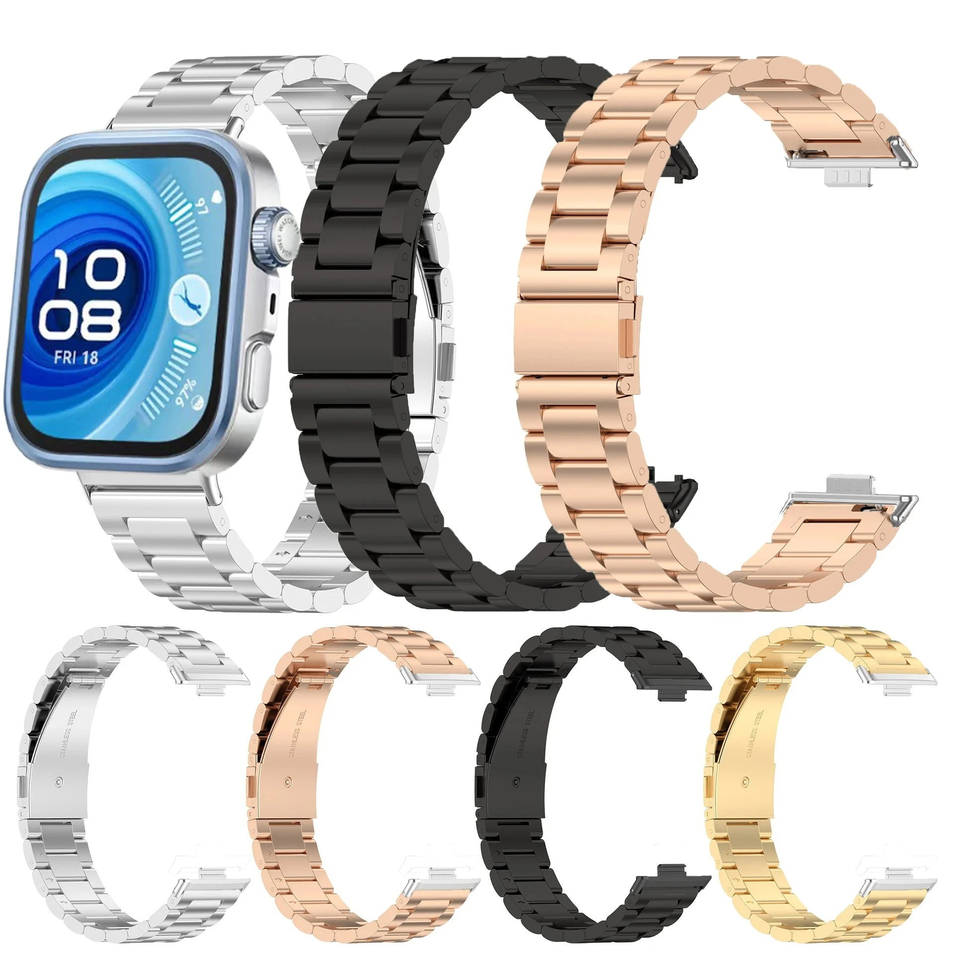 �y�Z�[�����z�j���Ə����ɓK�����X�e�����X�|�AHuawei Watch Fit 3/4/4 Pro �u���X���b�g�p���^�� 3 �r�[�Y �X�g���b�v