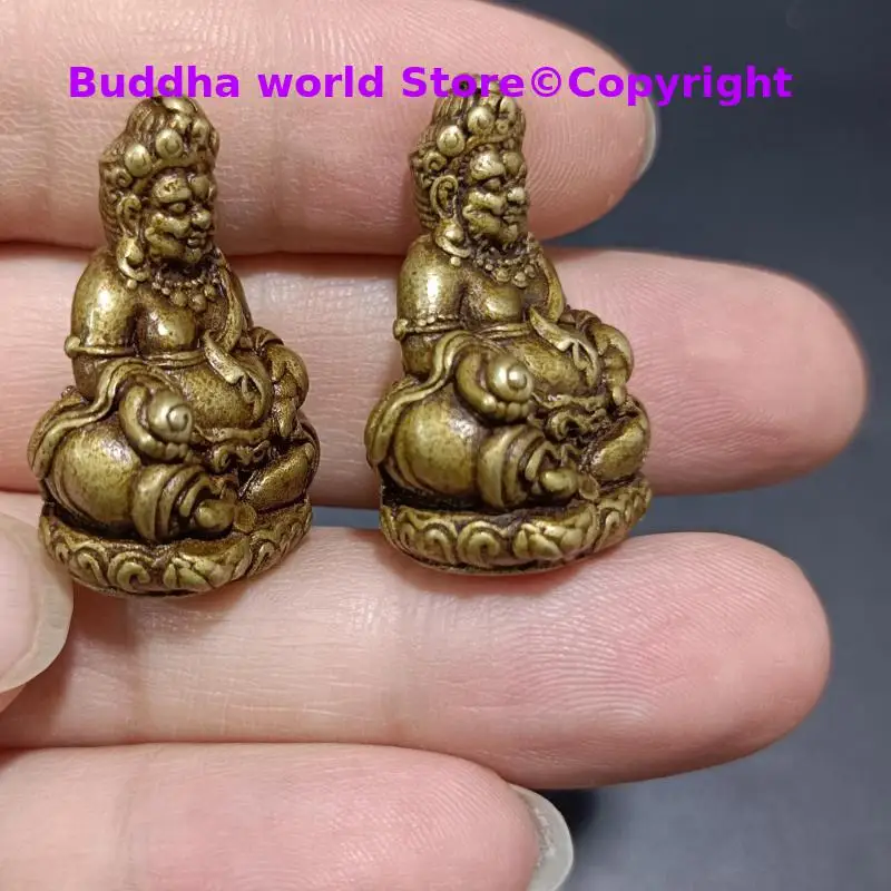 Pocket talisman Tibetan Buddhism Dharma protector archaic small Buddha statue copper yellow Jambhala Buddhist monk worship