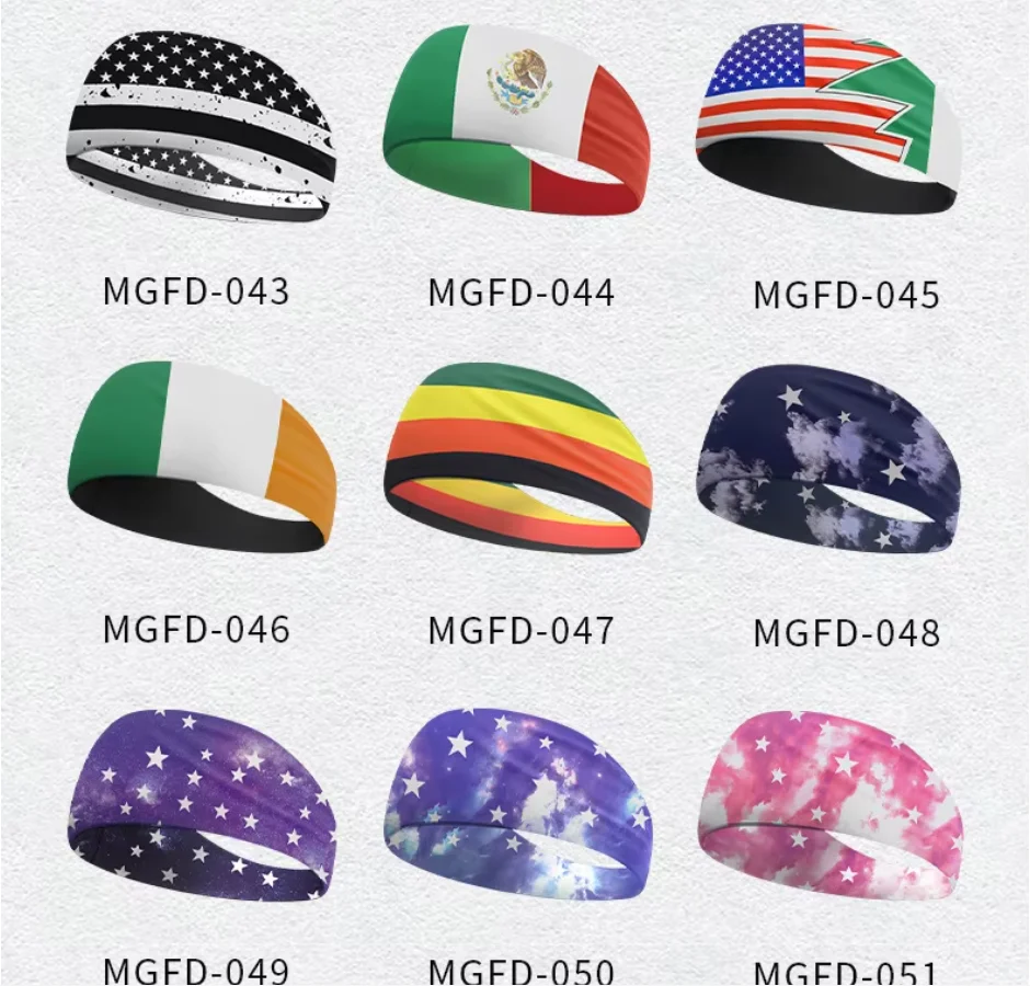 European American Sports Headband American Flag Design Independence Day Elastic Sweat-Absorbing Polyester Outdoor Fitness