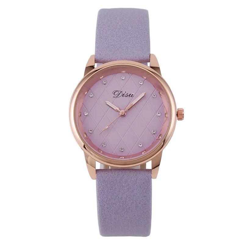 WeChat-Relógio de quartzo de diamante feminino com cinto, estudante colegial, moda coreana