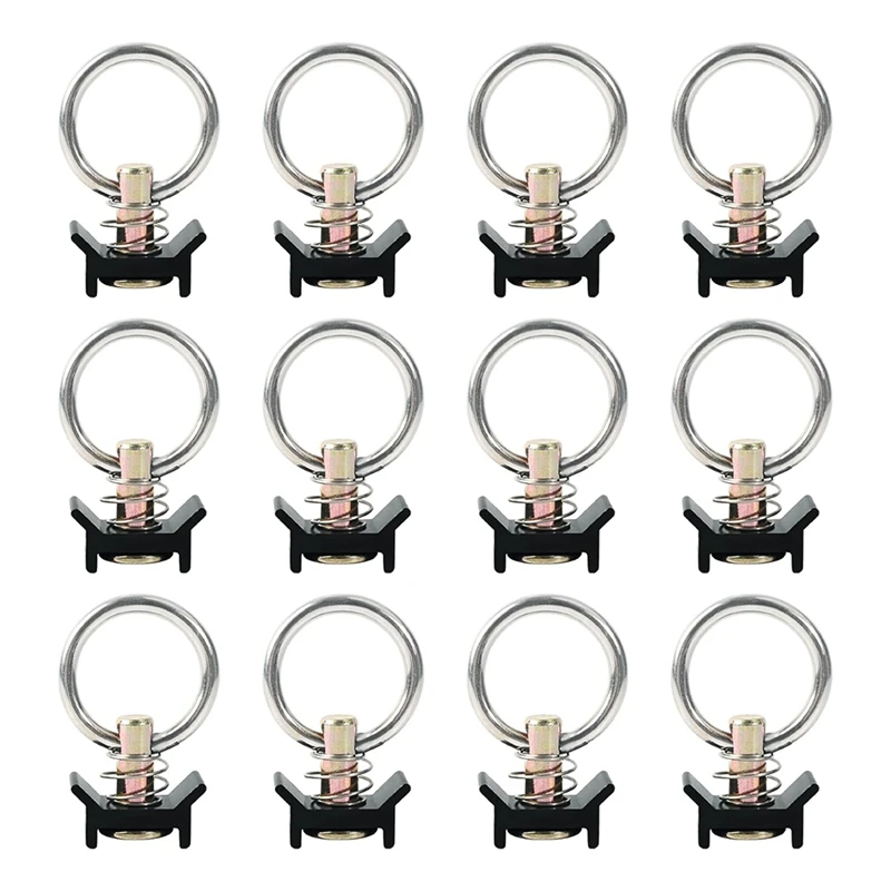 Pig-12 Pak L Aksesori jalur Tie Down O Ring L Aksesori jalur hitam L jalur kancing tunggal pas dengan cincin bulat, kapasitas 4000LBS