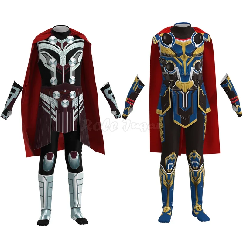 EE01 Movie & TV Thor Donar Cosplay Costume Adult Kids Jumpsuit + Cloak Suit Halloween Carnival Party Stage Performance Outfi&0Ww