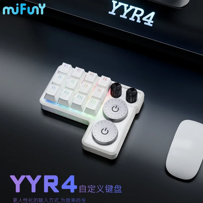 MiFuny YYR4 Custom Mechanical Keyboard Wired Hot Swap RGB Backlit 12 Keys Office Mini Keyboard for Retouchers Editor Illustrator