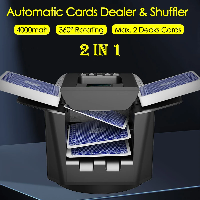 

2 in 1 Automatic Card Shuffling Dealing Machine Electric Poker Card Dispenser Shuffler Device 4000mAh Touch-Sensitive Dealer