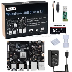 VisionFive 2 Starter Kit RISC-V Single Board Computer 8G with USB Wi-Fi Dongle Heatsink Type-C Power Supply 64GB SD Card