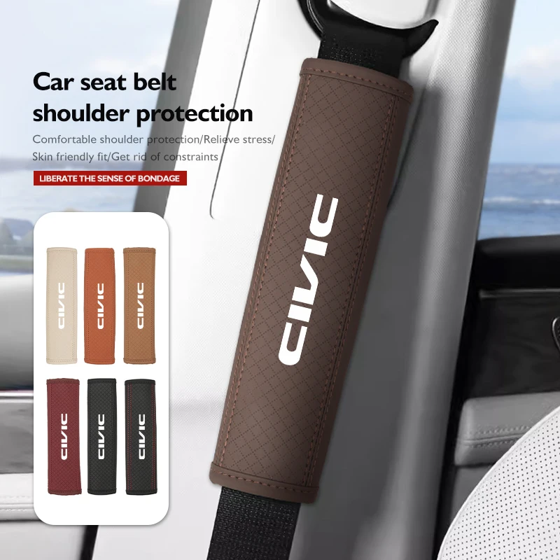 Кожаный автомобильный ремень безопасности, защита плеч, внутреннее украшение для Honda typer civic 4d 10-го поколения 8 2014 2015 2016 2017 2018