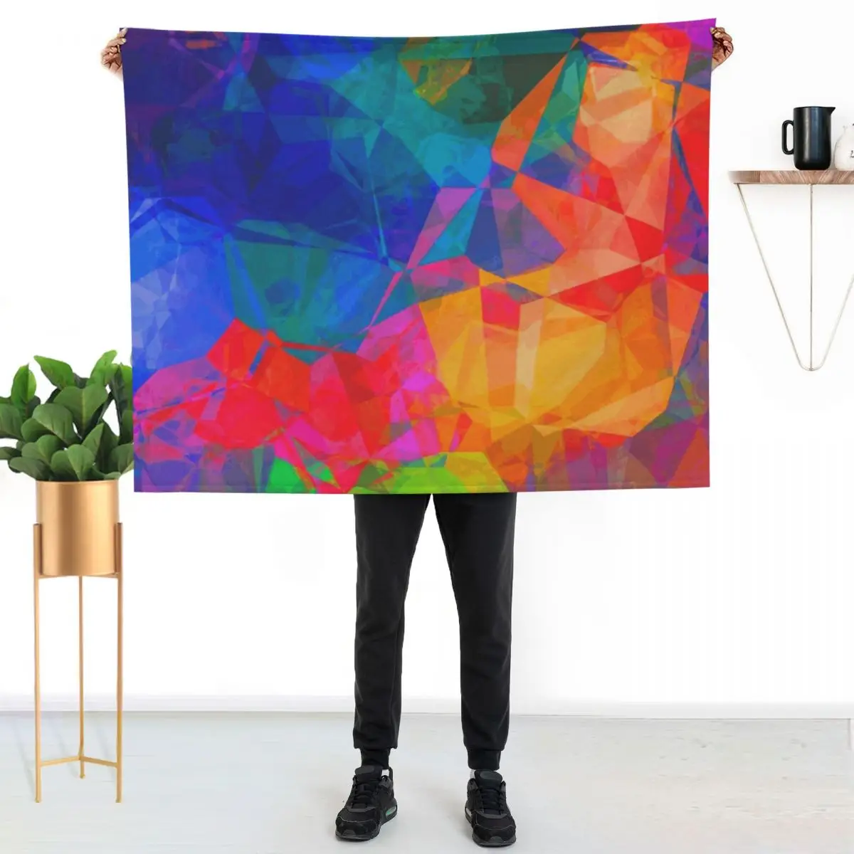 Vibrant Abstract Color Burst Throw Blanket Extra Large Throw Flannel Fabric bed plaid heavy to sleep Plaid Beautifuls Blankets