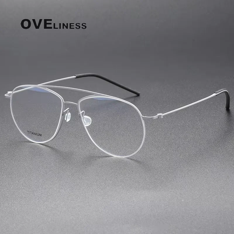 

Pure titanium Glasses Frame Men women Pilot Eyeglasses Frame Screwless Brand Design Eyewear Ultralight High Quality spectacles
