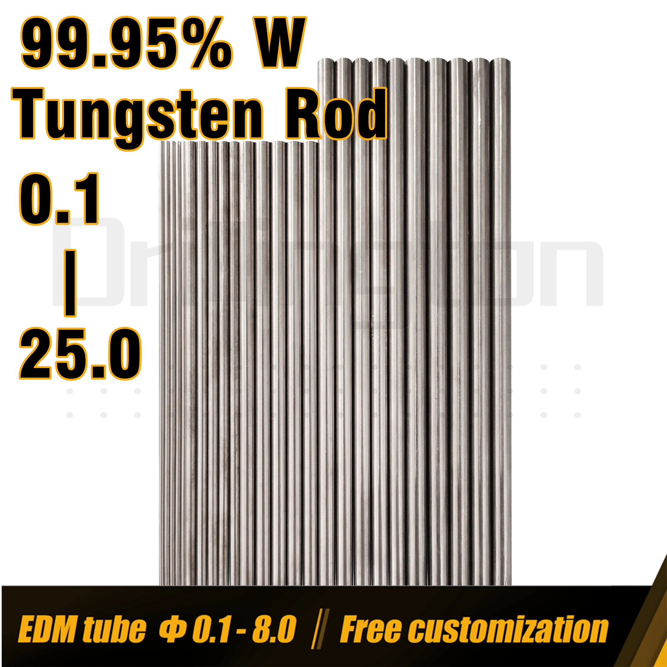 

Pure Tungsten Rod , Tungsten Electrode , Dia. 0.1 mm - 29 mm, Length 100mm - 150mm, Tungsten Lathe Rod , Solid Shaft Bar