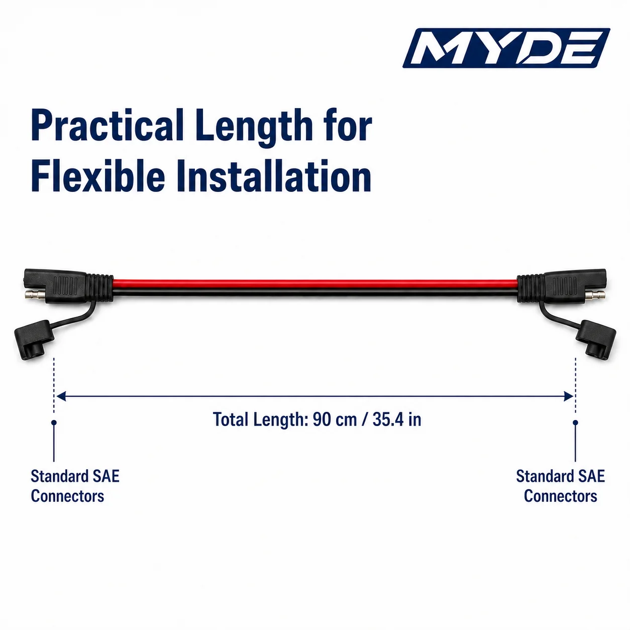 10 AWG SA-E to SA-E Extension Cord 90 cm with All-Weather Dust Protection Cover, Suitable for Solar Panels, RVs, Motorcycles