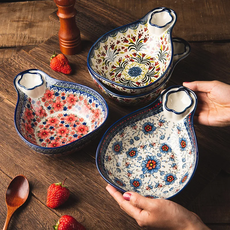 

ZML relief ceramic plate bowl high value retro meal bowl