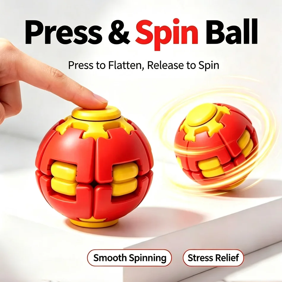 Rotating Fidget Ball with Push Button – Compact Stress Reliever for Desk, Commute & Daily Focus