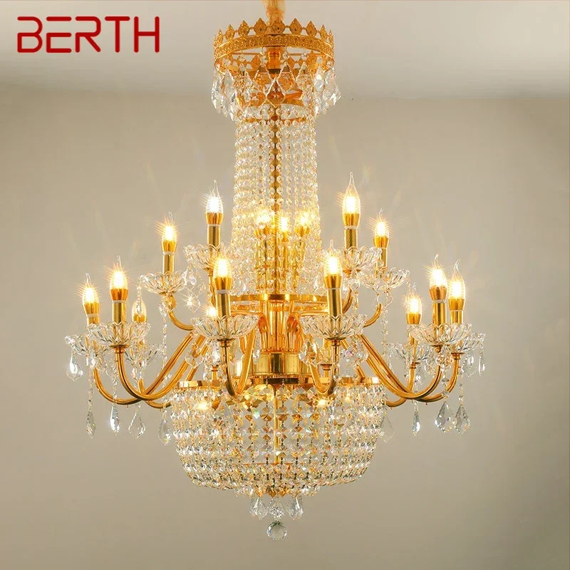 

BERTH Luxurious Golden Crystal Pendant Lamp European Candle Lamp Art Living Room Restaurant Bedroom Villa Hotel Chandelier