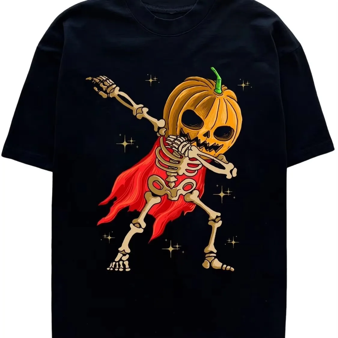 2026 Men Scary Demon Pumpkin Halloween Graphic T Shirt Spooky Monster Face Printed Short Sleeve Loose Streetwear Crewneck Tee