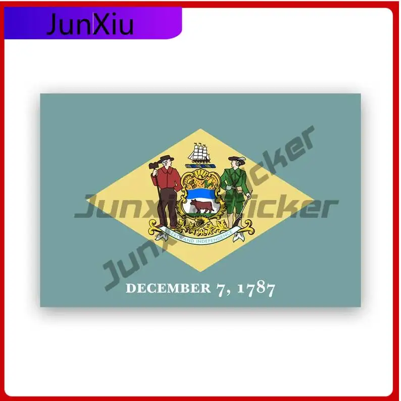 

Delaware Flag Sticker Uv Protected State The Diamond Blue Hen Car Sticker Vinyl Decal Waterproof Durable For Car Window Laptop