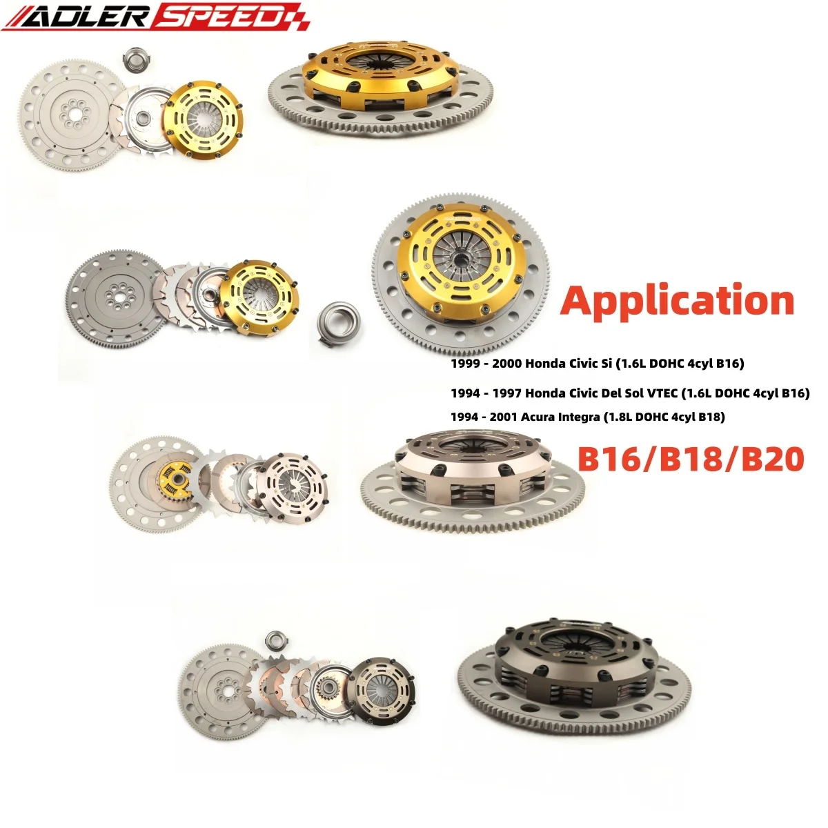 

Комплект сцепления ADLERSPEED Sprung/Racing, одинарный/двойной/потройной диск для HONDA Civic B-SERIES ACURA B16 B18 B20