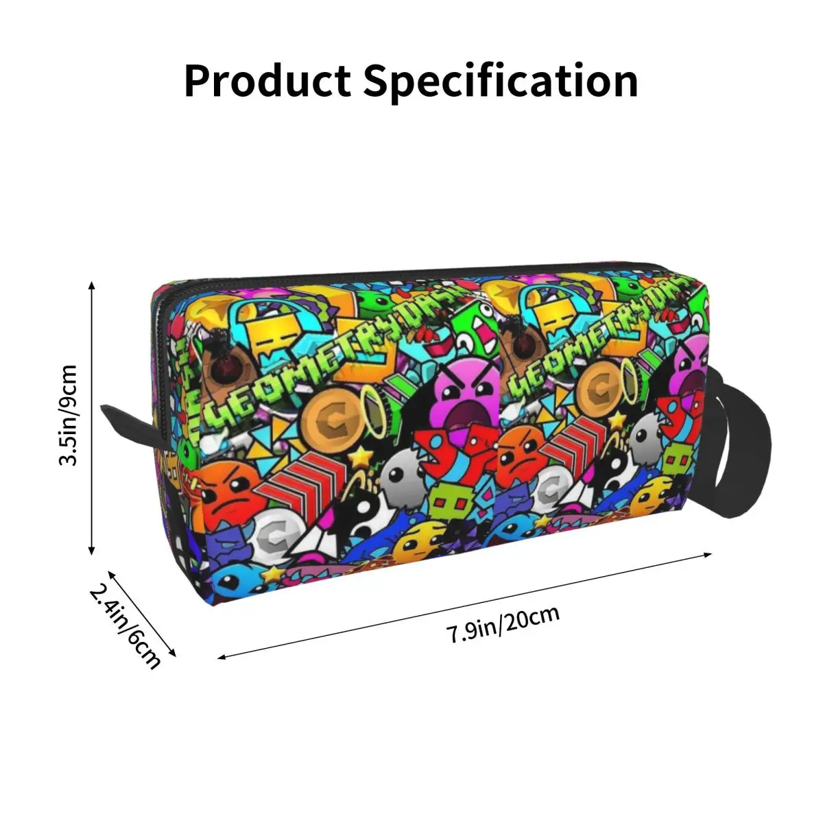 Video Game Geometry Dash Pencil Case for Boy Girl Pen Box Pencil Bag Stationery Supplies Women Organizer Pouch