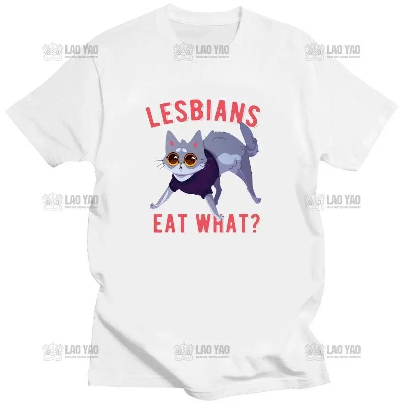 Funny Lesbian Eat What Woman Printed T-shirt Legalization of Homosexuality Summer Man Classic Kawaii Cartoon Short-sleev