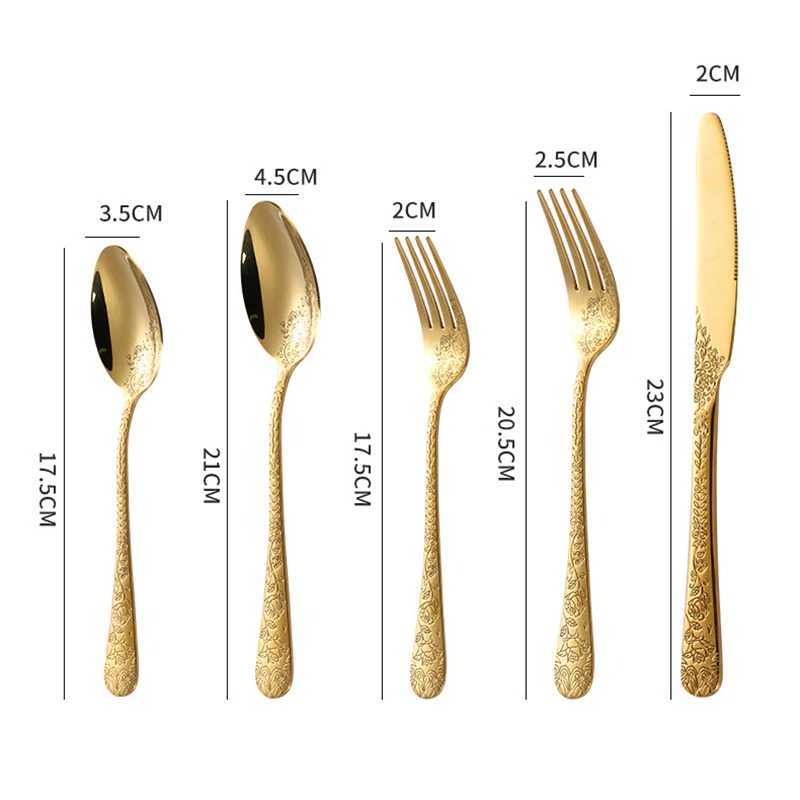 5/16pcs Gold Dinnerware Set Fork Knife Coffee Spoon Cutlery Set Luxury Stainless Steel Western Flatware Set With Gift Box