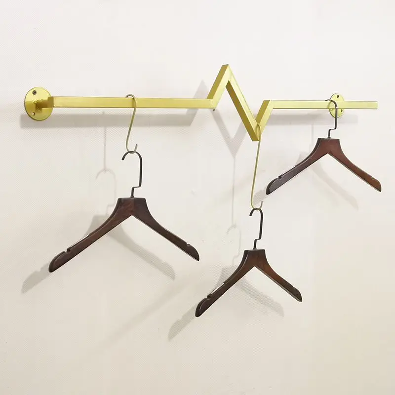 

Simple Clothes Hangers Metal Iron Art Shops Display Rack Wall Decoration Hanging Shelf Coat Dress Suits Trousers Organizer Tools