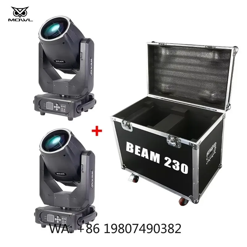 2pcs 230W 7R Halo Ring Sharpy LED Beam Moving Head Projection Light DMX512 with Flight Case for Stage Event Lighting