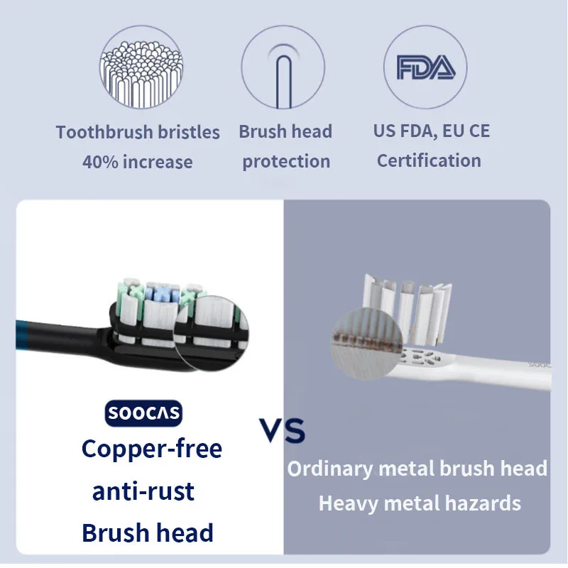 Testina per spazzolini elettrici SOOCAS X3U/X1/X3/X5 per spazzolino elettrico SOOCAS accessori per testina di ricambio per spazzolino a setole