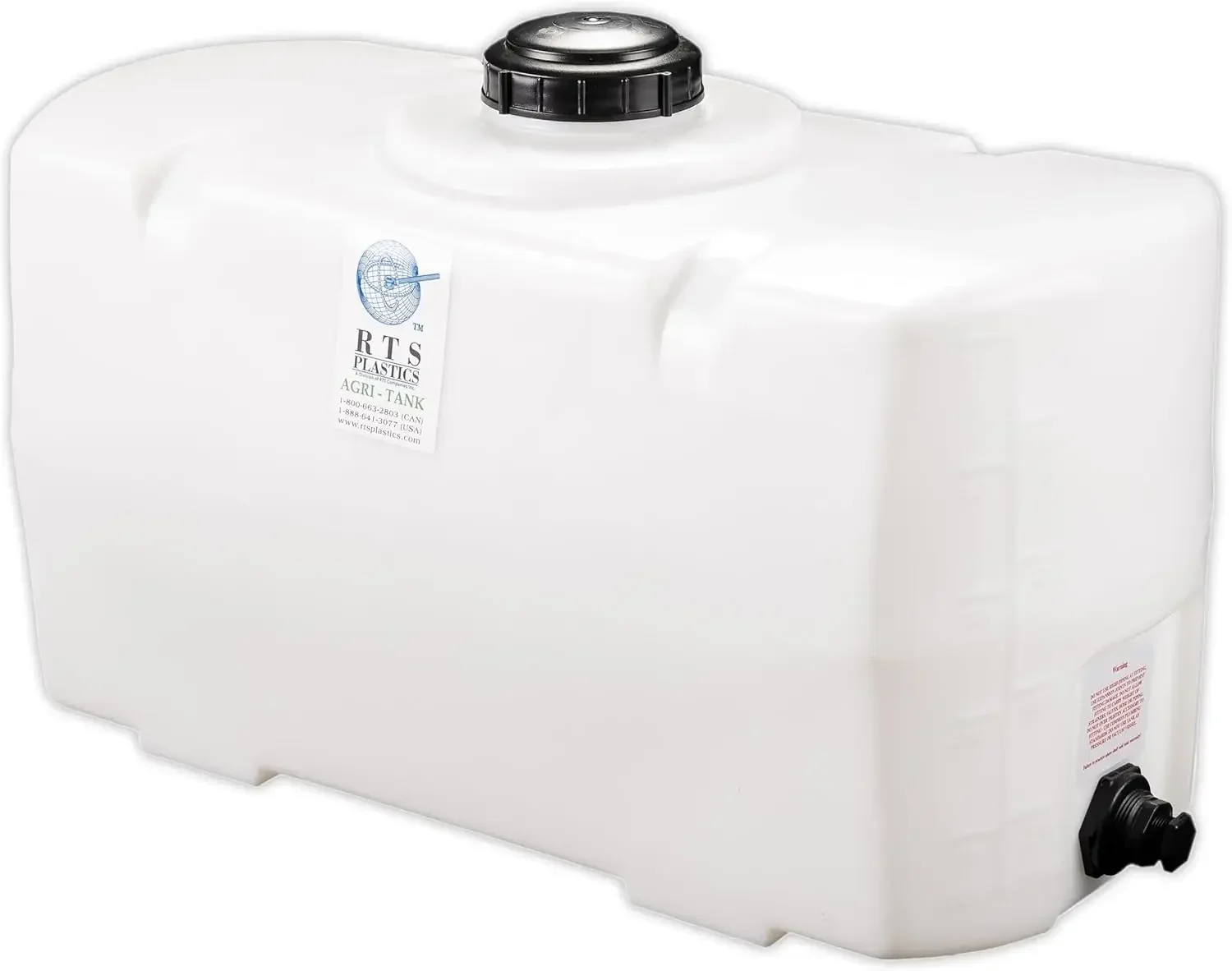 RTS Plastics Rotomolded Polyethylene PCO-50 Gallon Tank for Water and fluxility Liquids with Molded Grad Strip and Siphon El