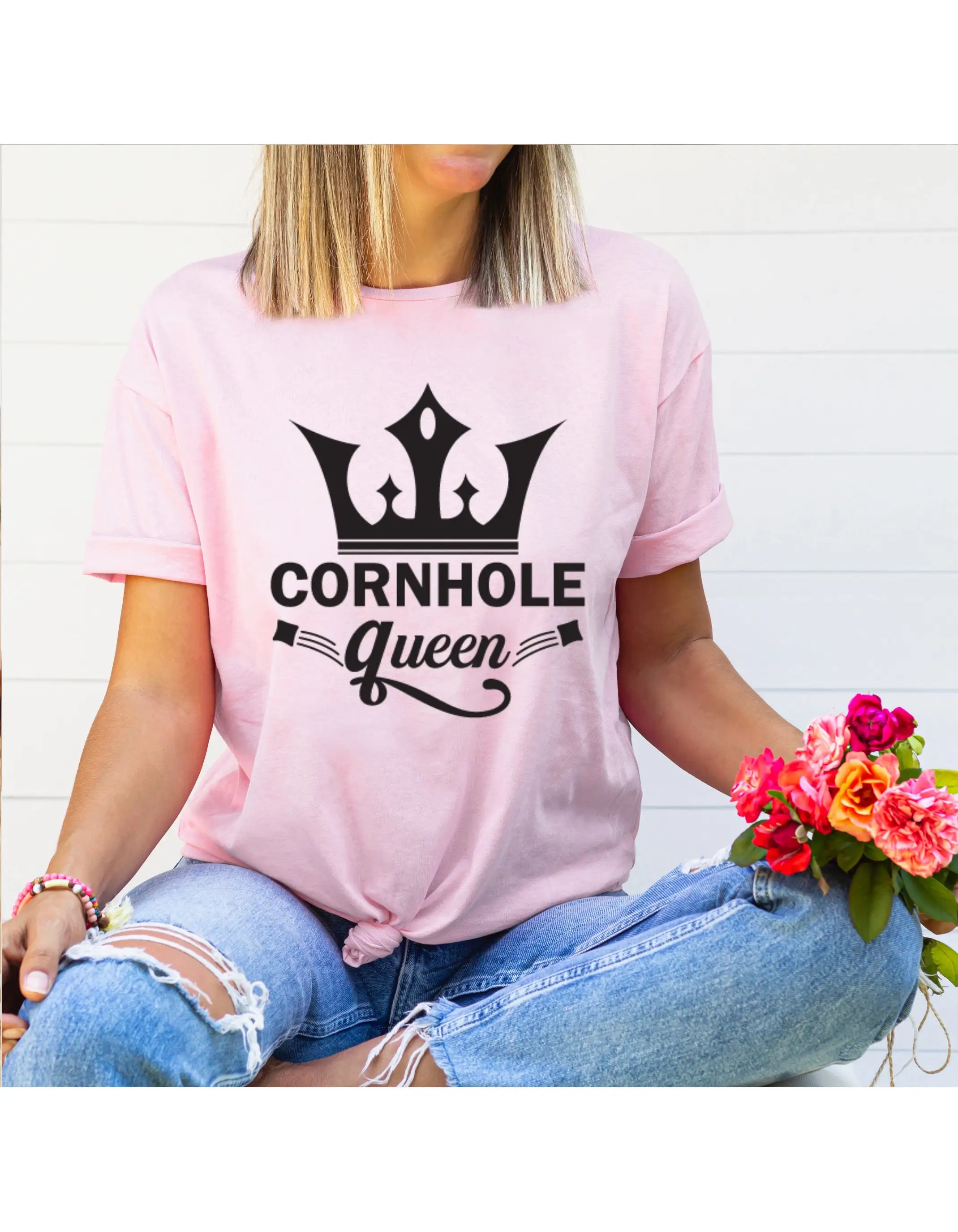 Cornhole Queen T Shirt A Bad Day Of Is Still Good Drinking Funny Mothers Party