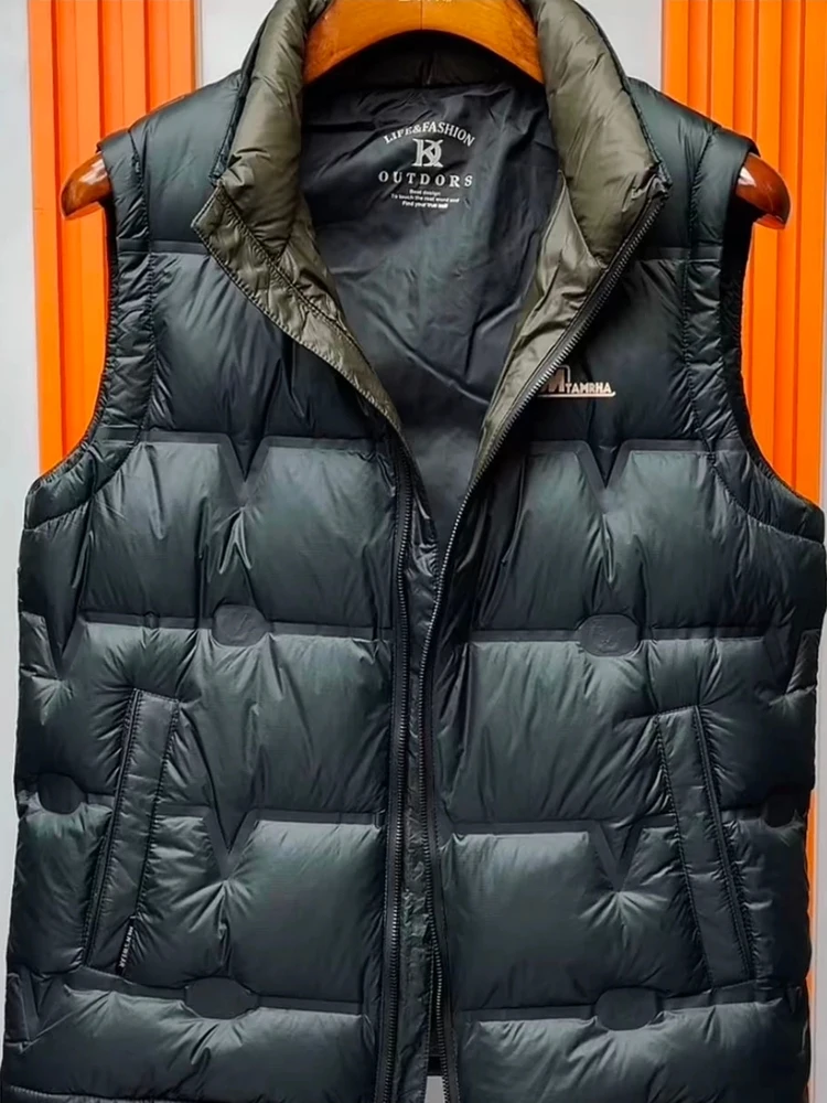 

Men's Winter Quilted Vest Warm Stand Collar Casual Lightweight Luxury Faionable Zipper Closure Stand Fit Youth Trend