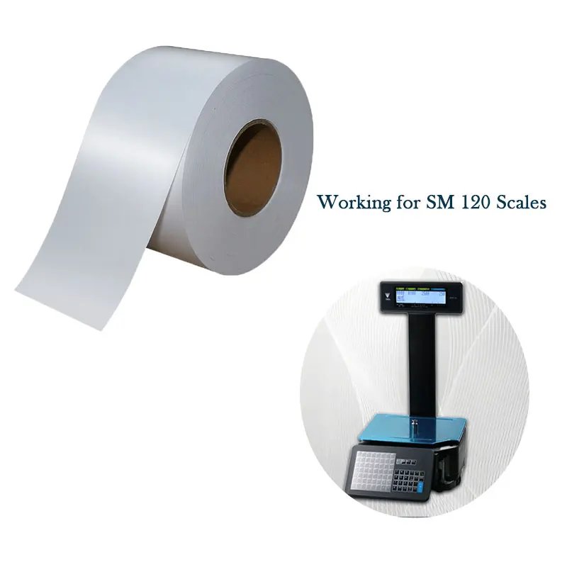 58 mm 65 m thermische Linerless-Etiketten, selbstklebende Linerless-Papieretiketten für DIGI SM120 Skala SM-120