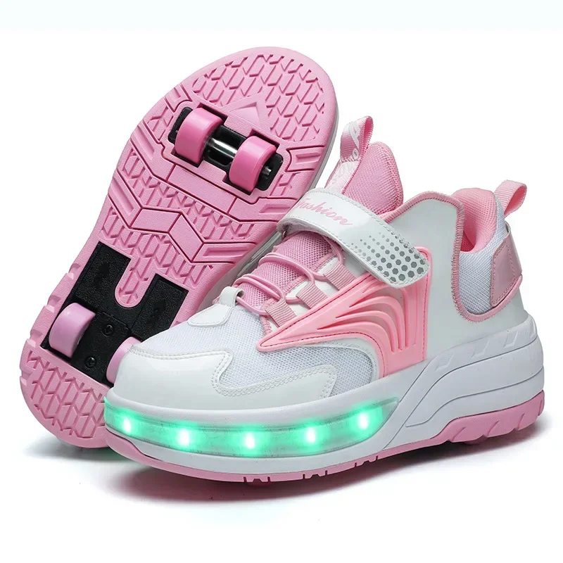 

Deformation Roller Skates Shoes Double Row 4-Wheel Skates Roller Shoes with Wheels Dual-Purpose Roller Sneakers Skateboard Shoes