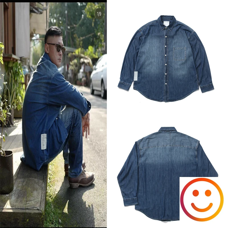 

Ready Stock Blue Madness Denim Shirts JACKET Men Women High Quality MDNS Loose V-shape Long Sleeve Clothes