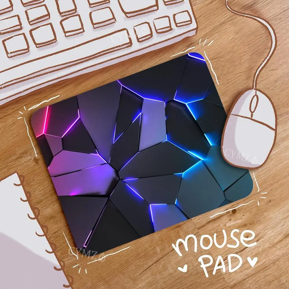 Cyber-Style Polygonales Muster Kleine Mausmatte Schreibtischunterlage Gamer PC-Zubehör Tastaturmatte Geeignet für Büro und Spiele