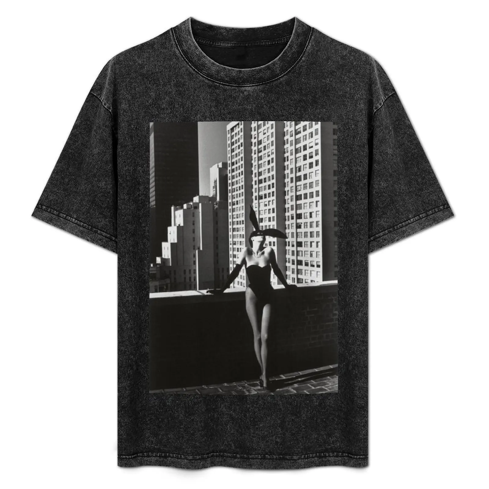 

BLACK AND WHITE FASHION PHOTOGRAPHY - BUNNY WOMAN T-Shirt Sun Protective Outdoor Tee Top