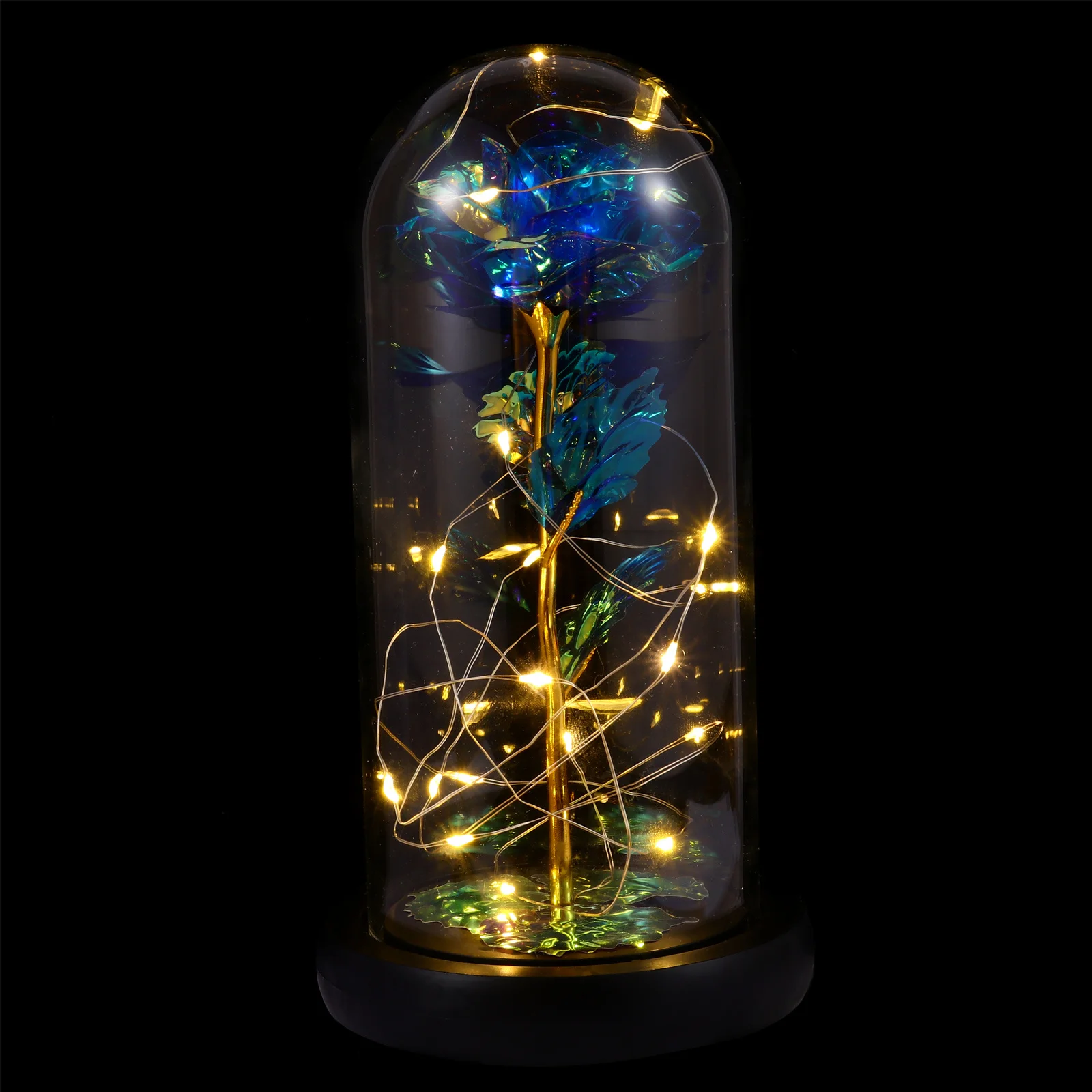 

1Pcs Simulation Flower Glass Dome LED Light Artificial Rose Decor Romantic Eternal Flower Ornament Valentine Christmas Lover