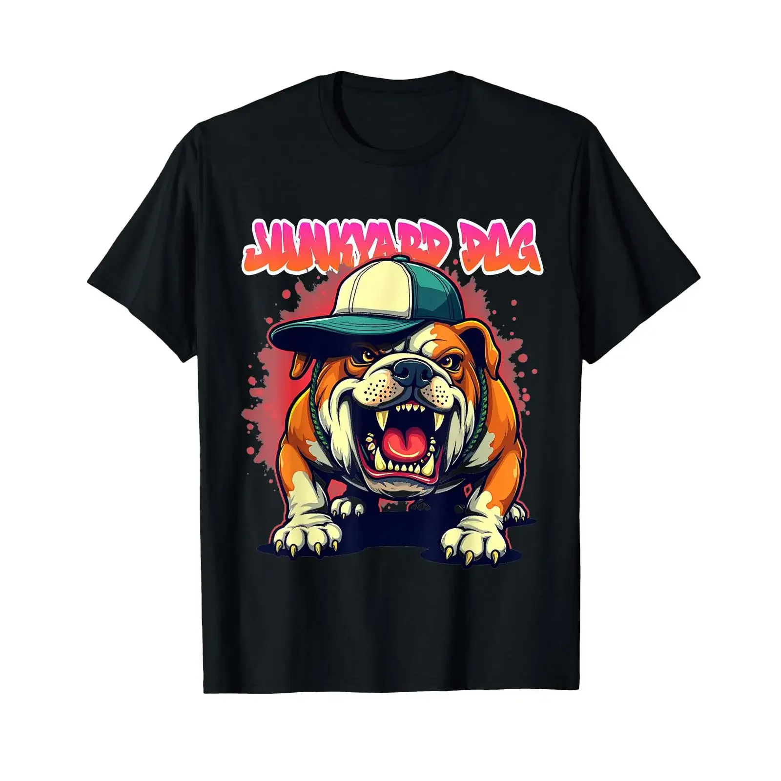 Junkyard Dog Bulldog Hip Hop Urban Streetwear Graffiti T Shirt vintage Washed homme Breathable Stretched Unisex streetwear