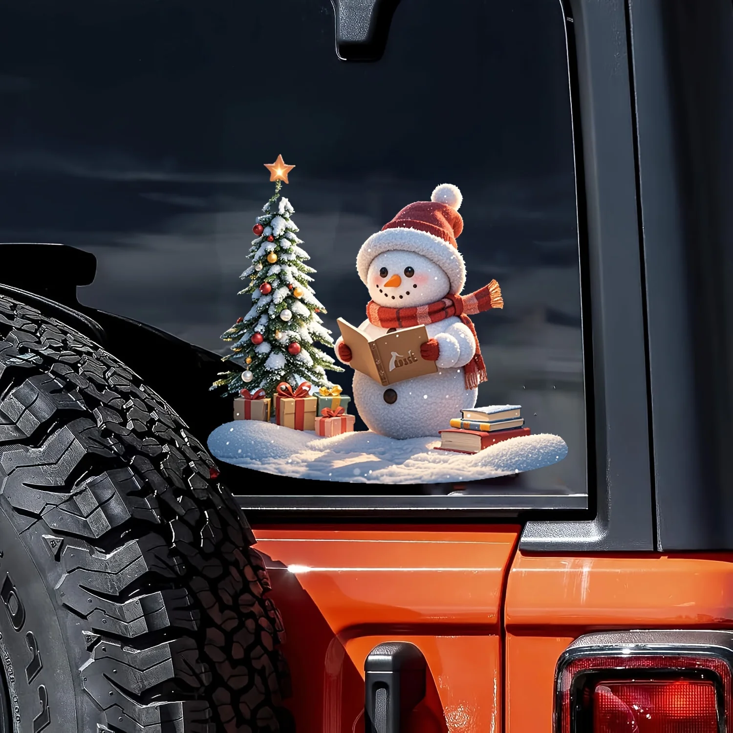 1PC Festive Snowman & Xmas Tree Sticker for Vehicle & Craft Accents" Sticker, Perfect for Notebook Covers, Gift Boxes