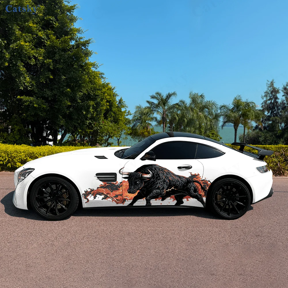 

Angry Bull Flame Collide автомобильные виниловые наклейки самоклеящаяся наклейка из ПВХ подходит для грузовиков внедорожник Декор автоаксессуары подарок