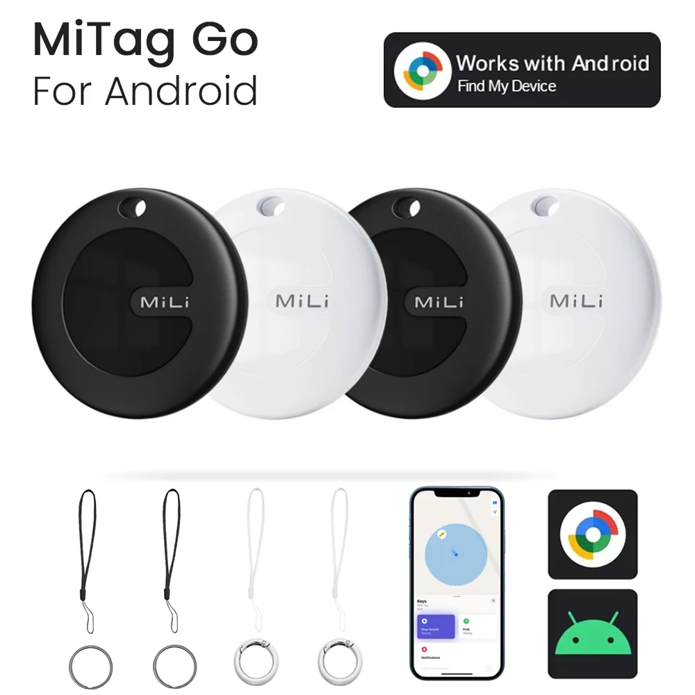 1-4Pack MiLi Smart GPS Tracker Bluetooth Locator For Android Work With Google Find My Device MiTag Mobile Key Wallets Finder