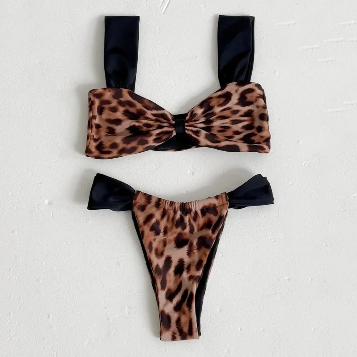 Costume da bagno donna nuovo Bikini con stampa leopardata a fascia Sexy costume da bagno donna diviso